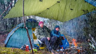 CAMPING in a RAINSTORM  Forced to seek SHELTER  Heavy Rain [upl. by Nicholas]