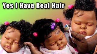 How to style human hair on reborn baby doll Pickle  hairstyles for reborn babies [upl. by Eden]