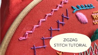 Zigzag stitch Hand embroidery for beginners [upl. by Evangelia]