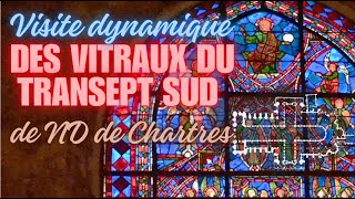 Visite des vitraux du transept sud de la cathédrale de Chartres [upl. by Dnalyr]