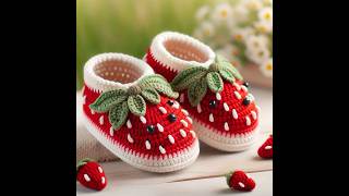 Wool crocheted childrens shoes crochet knitted design [upl. by Nylcaj]