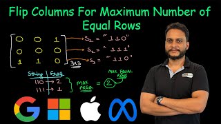 Flip Columns For Maximum Number of Equal Rows  Leetcode 1072 [upl. by Cecilius]