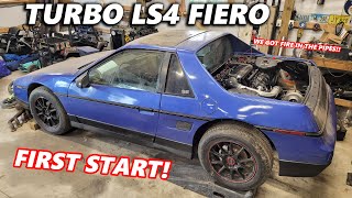 IT FINALLY RUNS Turbo LS Pontiac Fiero First Start [upl. by Rafaj]