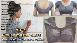 Ep3  One tucks blouse cutting and stitching ✂️  simple blouse paper cutting easy method😀 [upl. by Lewie]