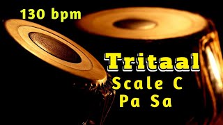 Tritaal  130 bpm  Scale C  With Tanpura Pa Sa  HD Quality Sound  Tabla Online [upl. by Korney869]