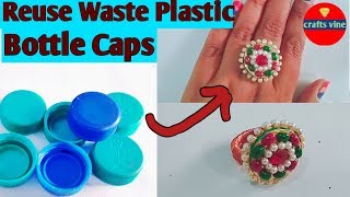 How to reuse waste plastic bottle Caps  Plastic Waste recycling  Crafts Vine [upl. by Etnuhs]