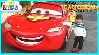 GIANT LIGHTNING MCQUEEN and Amusement Rides for Kids at Disneyland [upl. by Yrrep]