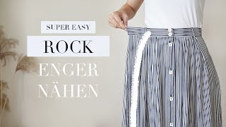 ROCK ENGER NÄHEN  super easy  inkl Seitentaschen und Schlitz [upl. by Rahs]