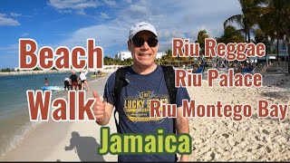 🇯🇲 4K Beach Walk  Riu Reggae Riu Palace and Riu Montego Bay  Jamaica [upl. by Schaefer935]