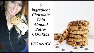 5 ingredient Chocolate Chip Almond Butter COOKIES VEGAN  GF  TwoRaspberriescom [upl. by Avihs]