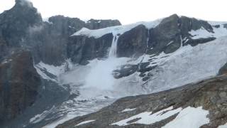 Seracs collapsing causing avalanche [upl. by Iem]