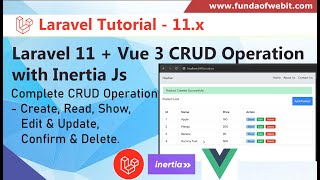 Laravel 11  Vue Js CRUD Operation with Inertia from scratch step by step tutorial [upl. by Egroj26]