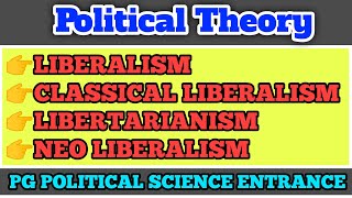 POLITICAL THEORYLIBERALISMCLASSICAL LIBERALISMLIBERTARIANISMNEO LIBERALISMEntrance preparation [upl. by Eveline562]