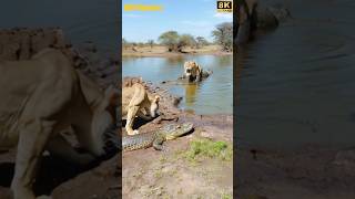 Lions Stuck in Mud Near Crocodile… The Strangest Natural Encounter [upl. by Akehsay]