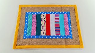 Best Doormat Making with Waste Clothes  Reuse Old Jute Bags  Beautiful Patch Work Doormat [upl. by Jameson]