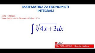 029  MATEMATIKA ZA EKONOMISTI  INTEGRALI [upl. by Leidba]