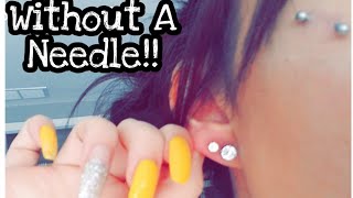 HOW I PIERCED MY EARS AT HOME  NO NEEDLE [upl. by Corotto]