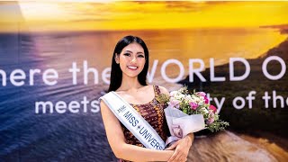 Meeting Miss Universe Cambodia 2023 John Sotima upon arrival in the airport [upl. by Annawyt]