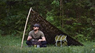 Camping with Military Surplus  Austrian Zeltbahn  Norwegian Backpack  Optimus Svea 123R Stove [upl. by Yedoc904]