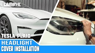 Tesla Model S Plaid  Laminx Headlight Cover Options and Installation [upl. by Novahc]