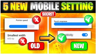 Top 5 Secret Mobile Settings 🔥 That Makes You One Tap King  Best Mobile Headshot Setting Free Fire [upl. by Modnarb]