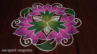 latest flower rangoli  easy pulli kolangal  creative poo kolangal saisparkrangolies [upl. by Zwart129]