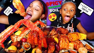 2X SPICY KING CRAB SEAFOOD BOIL MUKBANG WITH MY DAUGHTER LAYLA 먹방  QUEEN BEAST [upl. by Vachell49]