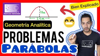 ✅PROBLEMAS de PARÁBOLAS 𝘽𝙞𝙚𝙣 𝙀𝙭𝙥𝙡𝙞𝙘𝙖𝙙𝙤 😎​🫵​💯​ Geometría Analítica [upl. by Esertal]