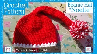 Beanie Hat in crochet quotNoellequot by Maricita Colours in English [upl. by Nye115]