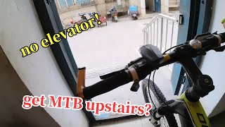 how to carry bike upstairs and downstairs no elevator clean and easy [upl. by Htebazle]