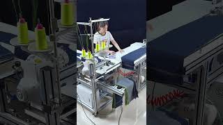 Full Automatic Edge Jeans Overlock 4 Thread Serging Machine For Front and Back Shorts [upl. by Novaat]