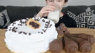 ASMR Chocolate Cannoli Cake amp Chocolate Ice Cream Dessert Mukbang [upl. by Aiuqat]