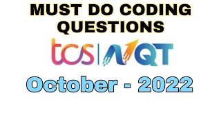 TCS NQT PREPARATION  TCS NQT 2022  TCS NQT CODING QUESTIONS  TCS NQT MUST DO QUESTIONS  TCS NQT [upl. by Teodoor]