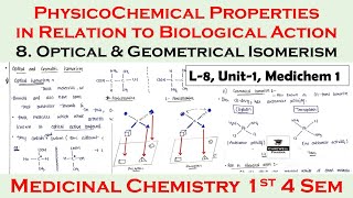 optical and geometrical isomerism  physicochemical properties P6  L8 U1  Medichem 1 [upl. by Bred966]