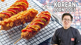 Crunchy Cheesy and Delicious Super Easy Korean Corn Dogs [upl. by Babbette]