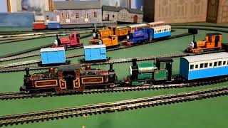 Bachmann Double fairlie and Bachmann Peter Sam pulling 3 blue coaches [upl. by Elisabetta]