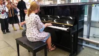 Great reaction at pro pianist playing in St Pancras train station part 2 [upl. by Greene]