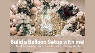 BALLOON GARLAND TUTORIAL  UBACKDROP SHIMMER WALL  Create a full balloon photo backdrop with me [upl. by Leahicm]