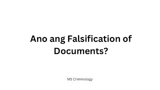 FALSIFICATION OF DOCUMENT  TAGALOG [upl. by Andreas]