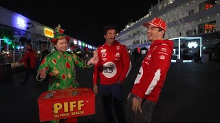 Piff the magic dragon shows Carlos and Charles some magic tricks at the Vegas GP [upl. by Gnek]