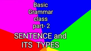 Santence and its type। types of sentence। classification of sentence।basic grammar class part 2। [upl. by Cherianne]