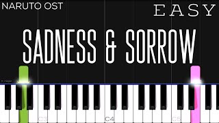 Naruto  Sadness and Sorrow  EASY Piano Tutorial [upl. by Ellener491]