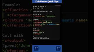 ColdFusion Quick Tips  Functions [upl. by Terryn]