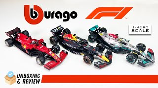 2023 143rd Scale Bburago F1 Ferrari Mercedes and Red Bull  Unboxing amp Review [upl. by Ingham]