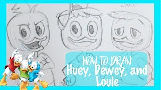 How to Draw HUEY DEWEY and LOUIE from Disneys DUCK TALES  dramaticparrot [upl. by Elianore]