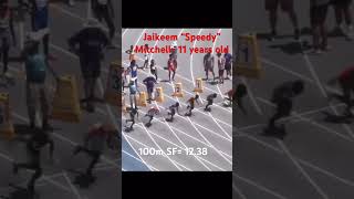 SPEEDY Jaikeem Mitchell Junior Olympics 100m SF FASTEST KID ALIVE trackandfield [upl. by Okier3]