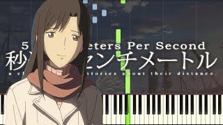 End Theme 5 Centimeters Per Second  Synthesia  Piano Tutorial [upl. by Ahsasal389]