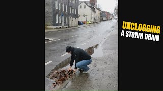 010 Unclogging a storm drain after rain in Germany [upl. by Legyn]