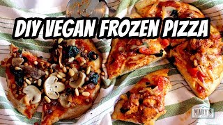 DIY VEGAN FROZEN PIZZA  w glutenfree option  Recipes by Marys Test Kitchen [upl. by Gratianna]