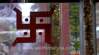 Swastika sign in use at Indian temple [upl. by Laurella190]